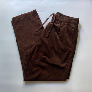 Gu by Uniqlo Corduroy Relaxed Ankle Pants in Choco Brown