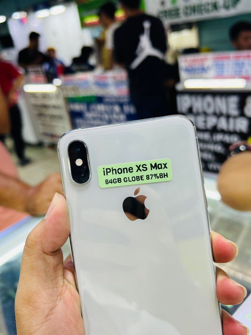iPhone XS Max 64GB 87%BH Globelocked 99%smooth No issues (Category: iPhone X Series) located in San Juan City. Submitted by saabangadgetshop (Listing ID 1306368850, Image 2). Description: Onhand | Pre-owned iPhone XS MAX 64GB GLOBELOCKED NTC APPROVED Battery Health 87% NO HIDDEN ISSUES NO HISTORY OF REPAIR 99%Smooth TEST TO SAWA RESET ALL YOU WANT NOT REFURBISHED AUTHENTIC PHONE ALL WORKING FREE 3uTools 🖥️ 🆓Freebies ✅Adaptor w/cable ✅Case ✅Temp