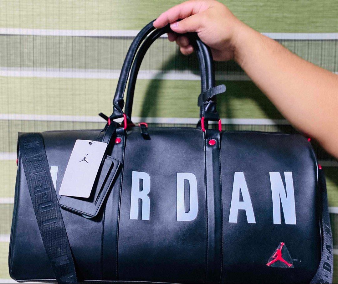 JORDAN DUFFLE BAG LEATHER BLACK RED WHITE Women s Fashion Bags Wallets Beach Bags on Carousell