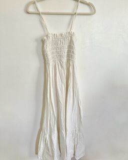 Linen smocked maxi dress