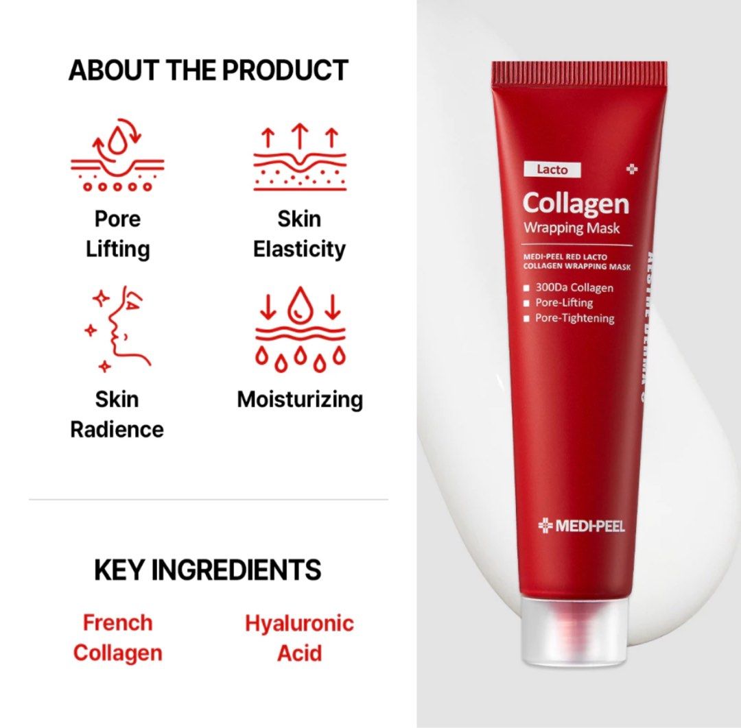 Medipeel Pore Shrinking Red Lacto Collagen Wrapping Mask (70ml), Beauty ...