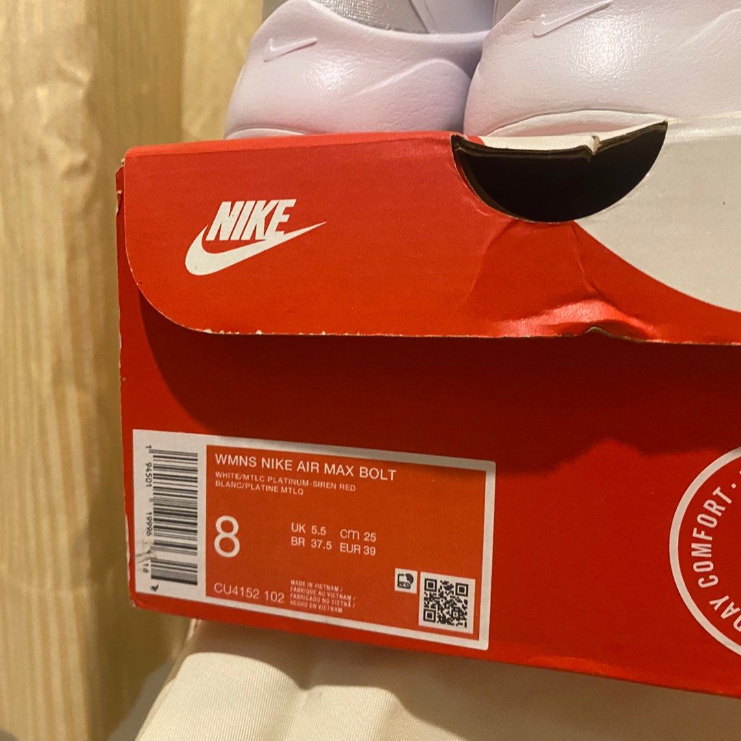 Nike Air Max Bolt White Size 39/25cm/UK 5.5, Fesyen Wanita, Sepatu di  Carousell
