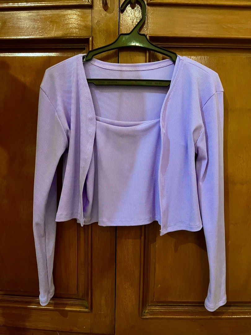 Purple Tank Top Cardigan Women s Fashion Tops Blouses on Carousell