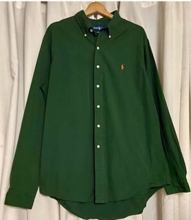 Ralph Lauren Green Custom Fit Button Down Polo Long Sleeves