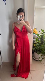 Red Satin Long Gown