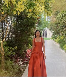 For Rent: Drop Waist Rust Orange Formal Dress Wedding Guest Formal Event