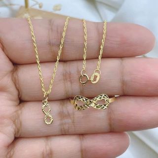 Rope Infinity Pendant+ Infinity Ladies Ring in Saudi Gold 18 K ✨