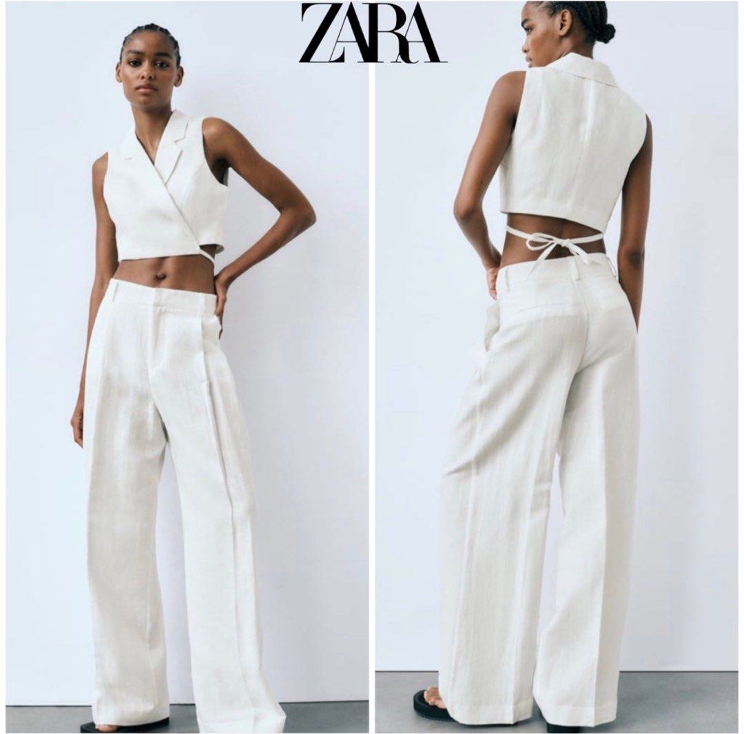 RTP 59.90 ZARA TAILORED LINEN BLEND WAISTCOAT Women s Fashion Tops Other Tops on Carousell