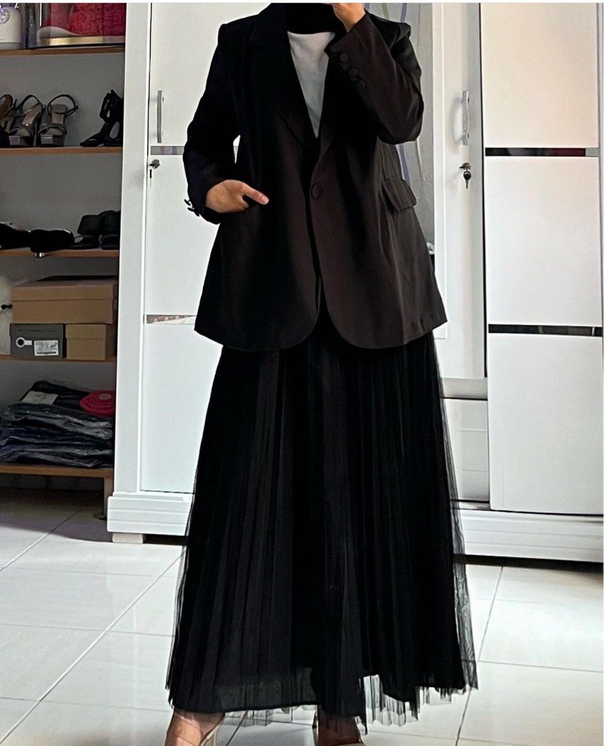 Style Hijab Rok Tutu Hitam Rok Tutu Ruffle Rok Tile Hitam Ruffle