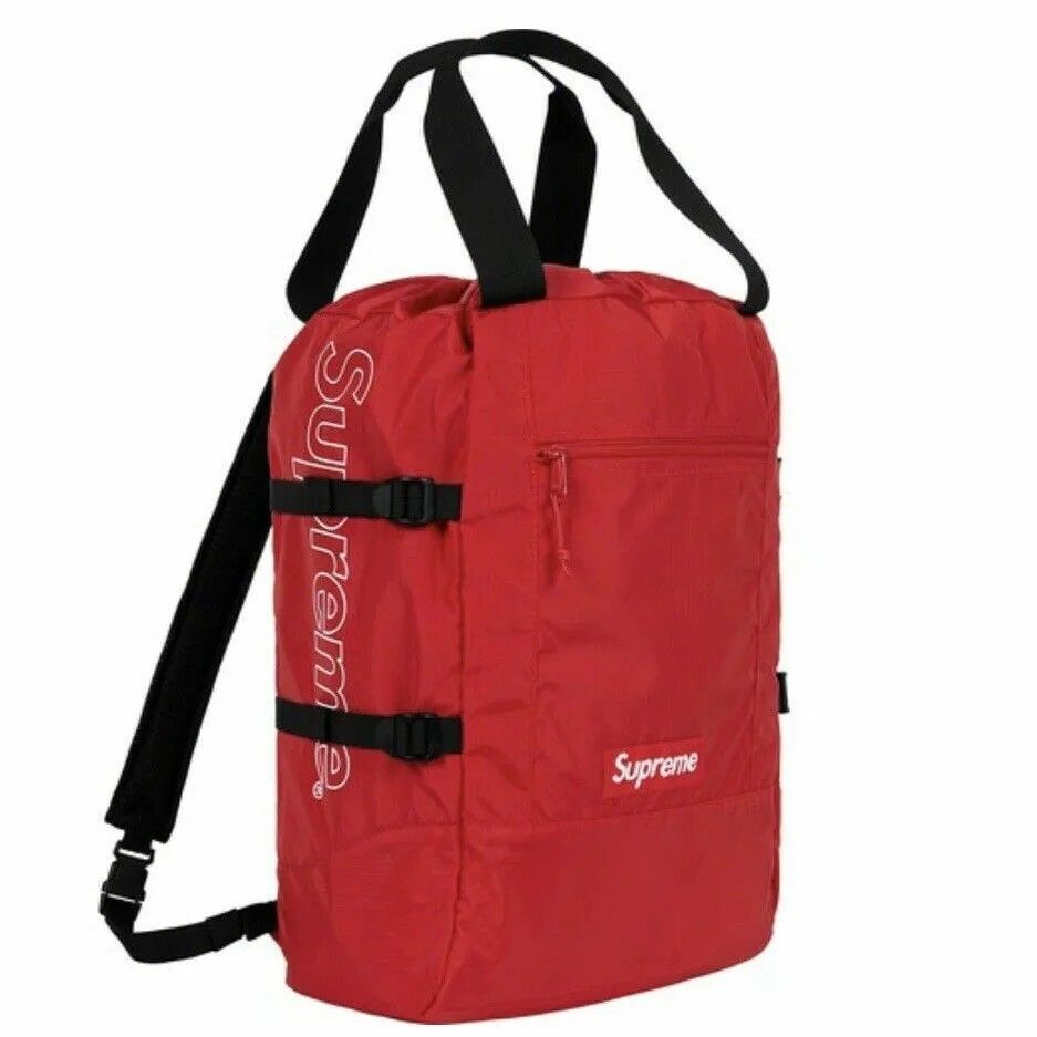 Supreme Red tote backpack Men s Fashion Bags Backpacks on Carousell