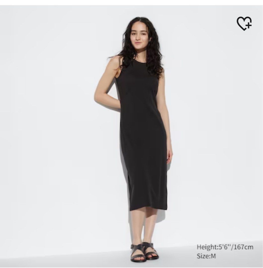 Uniqlo ribbed bra sleeveless dress in black, Women's Fashion, Dresses &  Sets, Dresses on Carousell