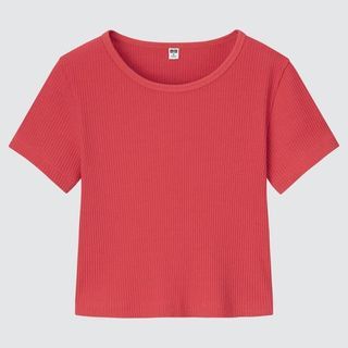 UNIQLO Ribbed Cropped Short Sleeve T-Shirt