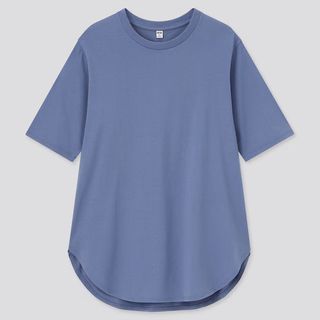 UNIQLO Smooth Cotton Round Hem Long T-Shirt