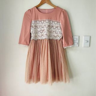 Vintage Doll! Old Rose Lace and Chiffon Fairy Dress