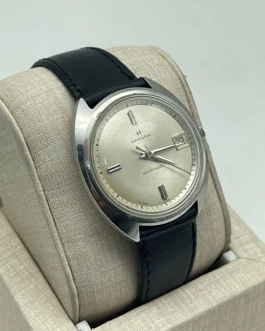 Vintage Hamilton Dateline Silver Dial Leather Strap (Category: Luxury Watches) located in Manila. Submitted by _classicwatchcollection (Listing ID 1306515252, Image 3). Description: FS: Vintage Hamilton Dateline Silver Dial Leather Strap Php: 10,000 Condition: 9/10 (Goodworking) Movement: Automatic Case size: 34.5mm (w/o crown) Unit only. Pm or Contact 09063027061 for inquiries..