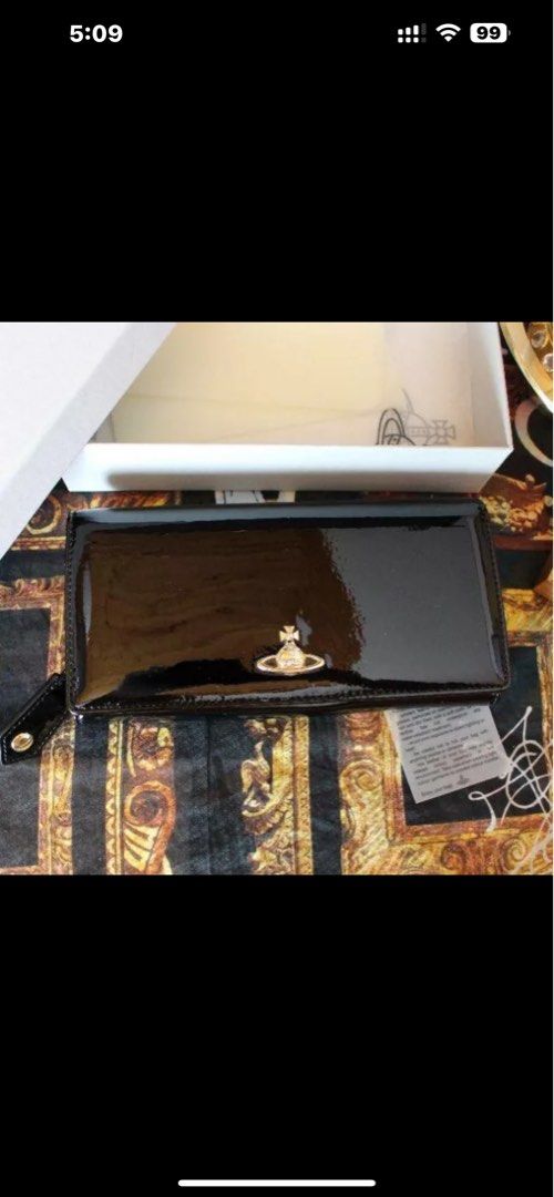 Vivienne Westwood Vernice Long Wallet Patent Leather Black New 