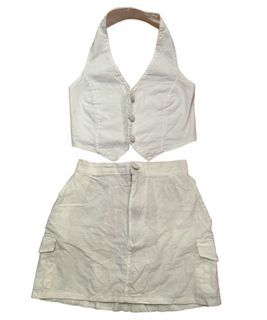 White vest top and cargo skirt coordinates