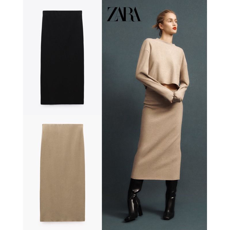Zara knit skirt with vent 2025