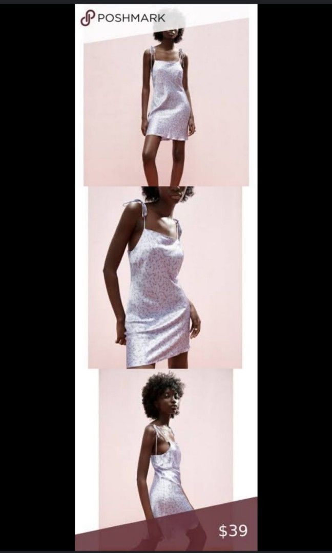 zara satin lilac dress ZARA