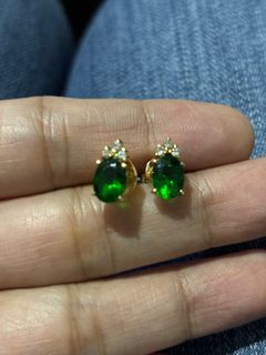 14k Emerald and Diamond Earrings