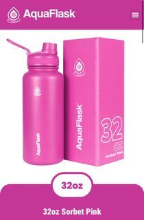 32oz Aqua Flask in Sorbet Pink with Black Aqua Flask BOOT Protection
