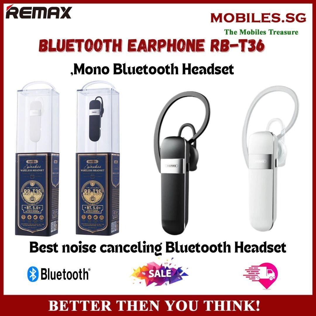 REMAX RB T36 Bluetooth Earphone Mono Bluetooth Headset Best noise canceling Bluetooth Headset Cheap Bluetooth Headset Store pickup Same