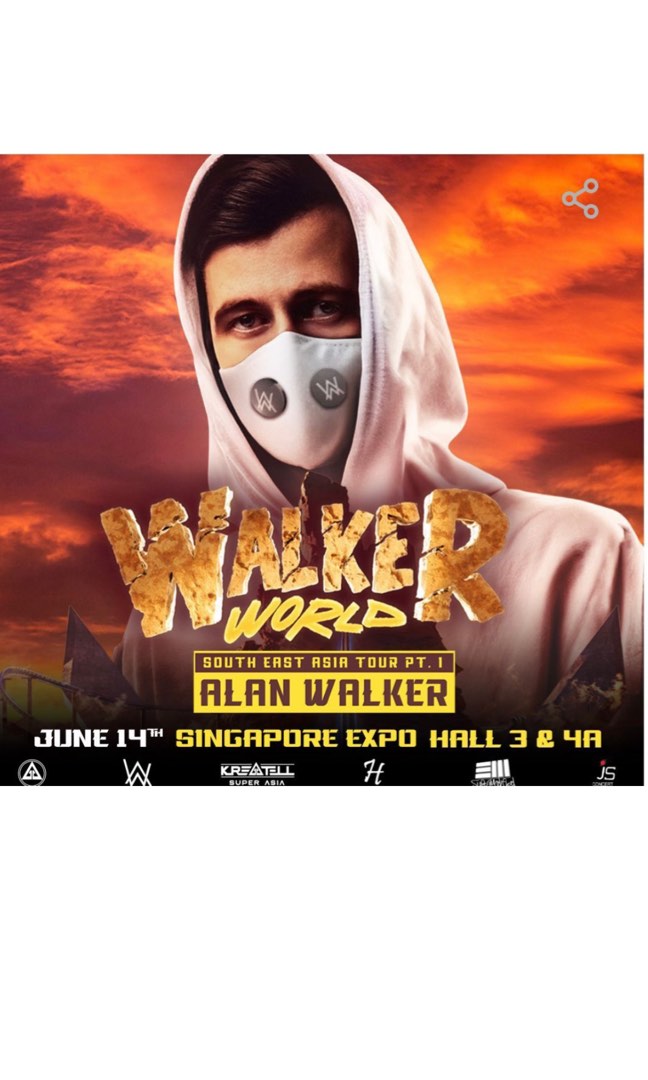 Alan Walker World Asia Tour Singapore Cat 2* 2 Tickets* Jun 14 2025