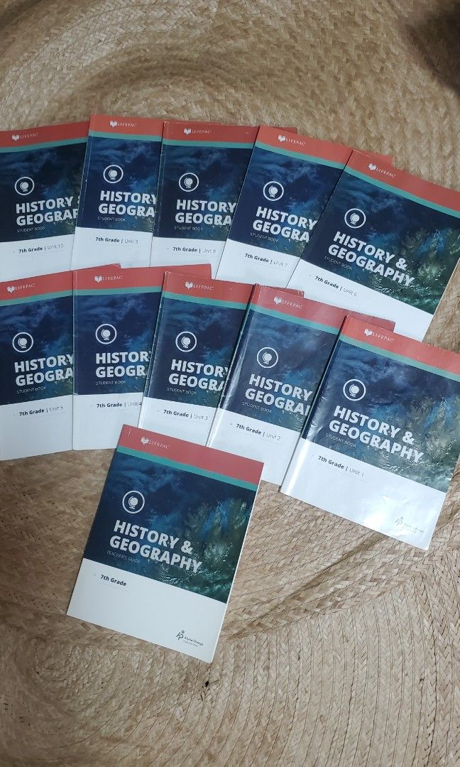 AOP Life Pac Historey and Geography Grade 7 (Category: Textbooks) located in Quezon City. Submitted by jljs08 (Listing ID 1307967940, Image 3). Description: Discounts available for 2 or more life pac book sets. Has pencil markings.