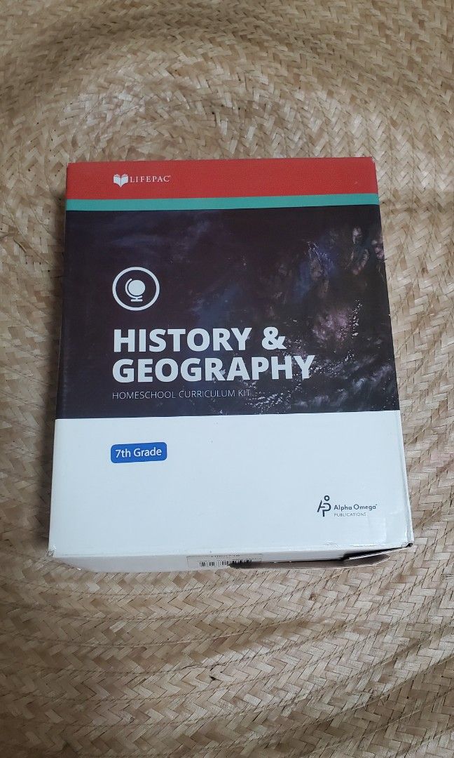 AOP Life Pac Historey and Geography Grade 7 (Category: Textbooks) located in Quezon City. Submitted by jljs08 (Listing ID 1307967940, Image 1). Description: Discounts available for 2 or more life pac book sets. Has pencil markings.