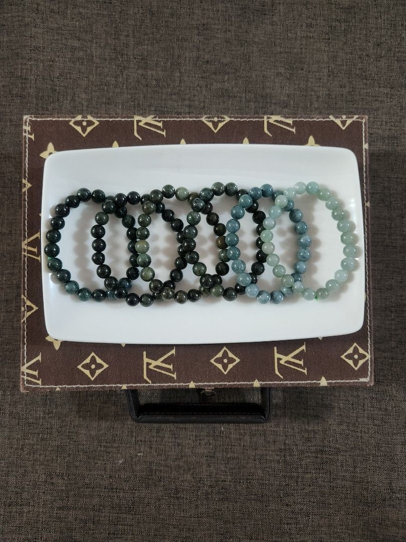 Authentic Jade bracelets (Category: Bracelets) located in Manila. Submitted by localstyles (Listing ID 1308037574, Image 1). Description: P300 each with pouch 8-9mm bead size 15-17cm wrist size collection items decluttering.