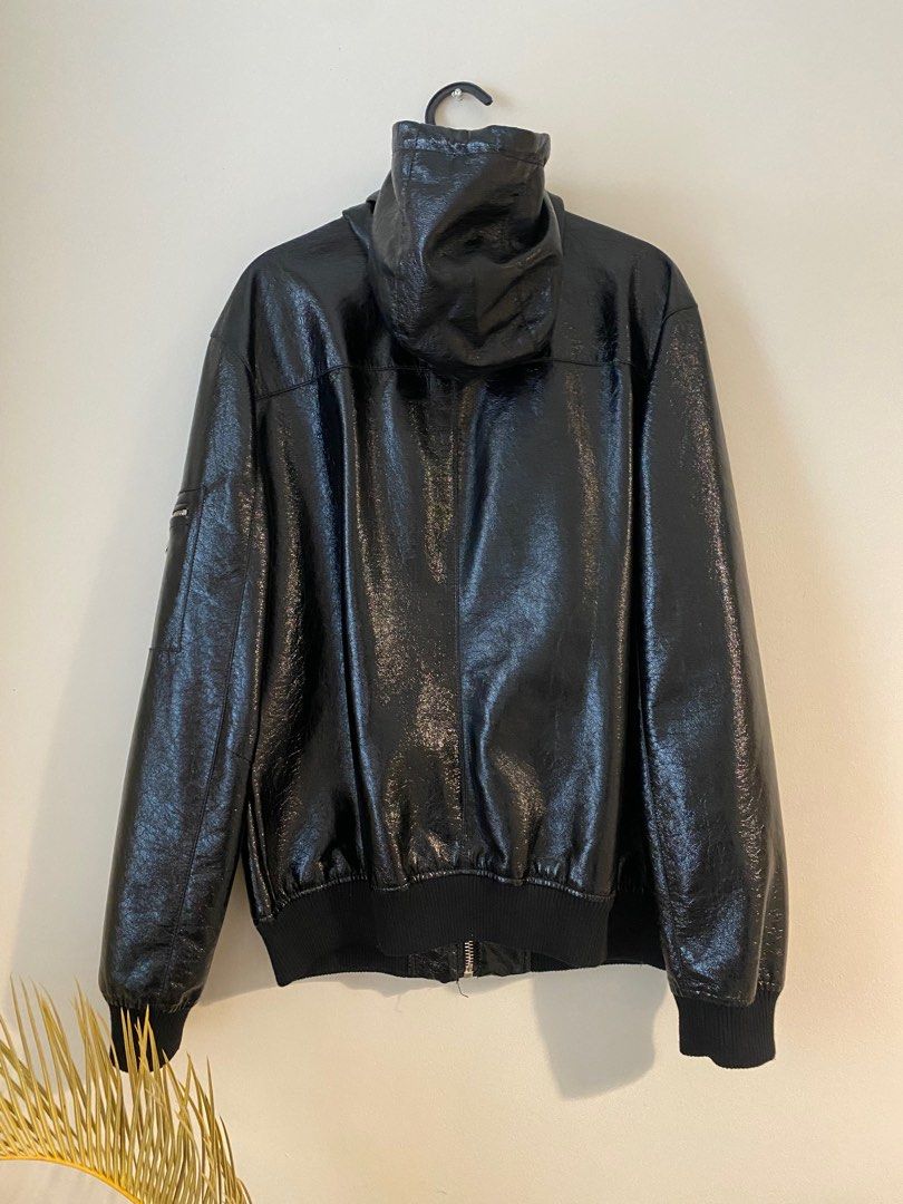 Zara leather jacket with hoodie best sale