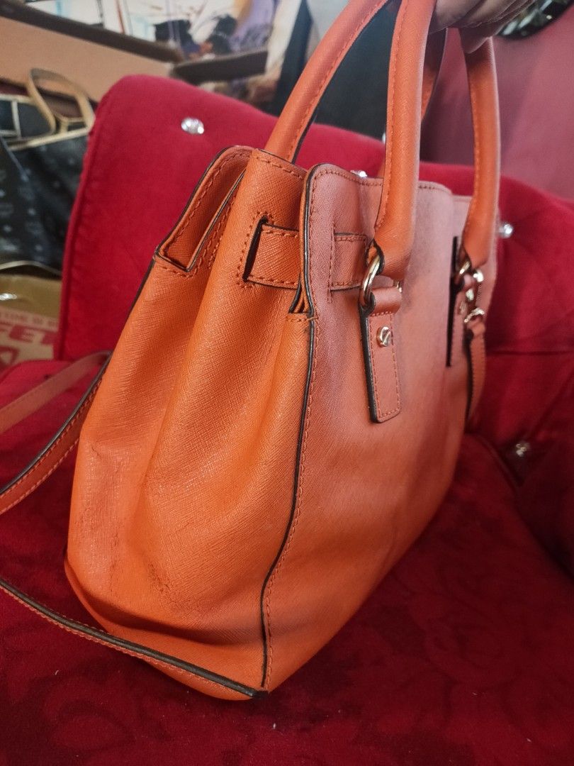 Auth.Michael Kors Tangerine saffiano 2 way bag Luxury Bags Wallets on Carousell