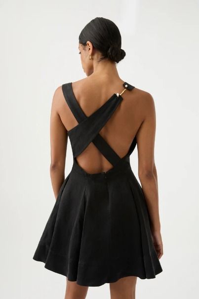 aje liberty asymmetric mini dress Aje Liberty Asymmetric Mini Dress Black Size AU 6