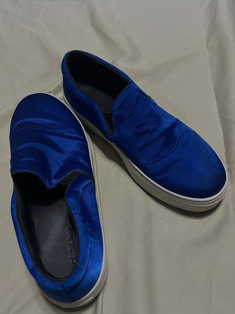 CELINE SLIP ONS SATIN BLUE SIZE 8 ORIG Women s Fashion Footwear Flats Sandals on Carousell