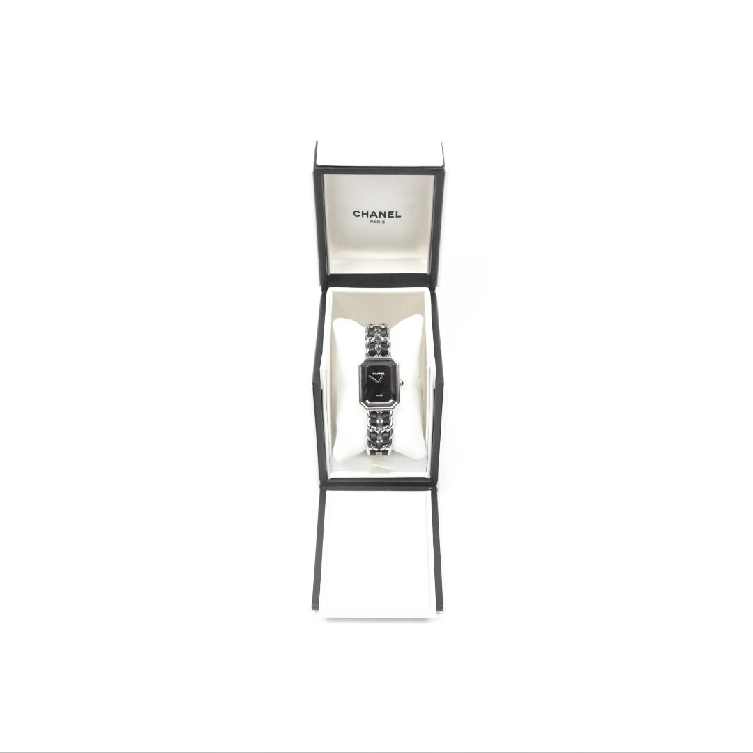 Chanel Premiere Iconic Chain Watch in Black Leather with Silver Toned ...