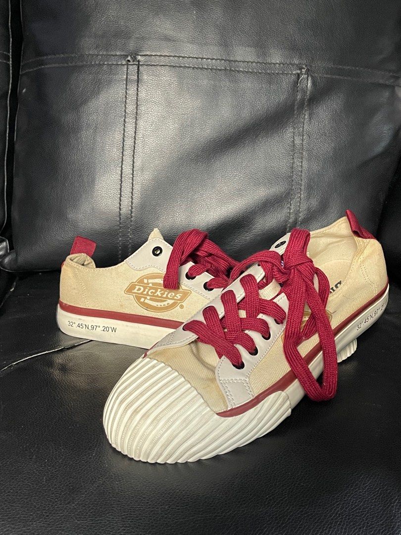 Dickies Retro Canvas Sneakers Shoes in Beige and Burgundy Red Y2K Vintage Aesthetic