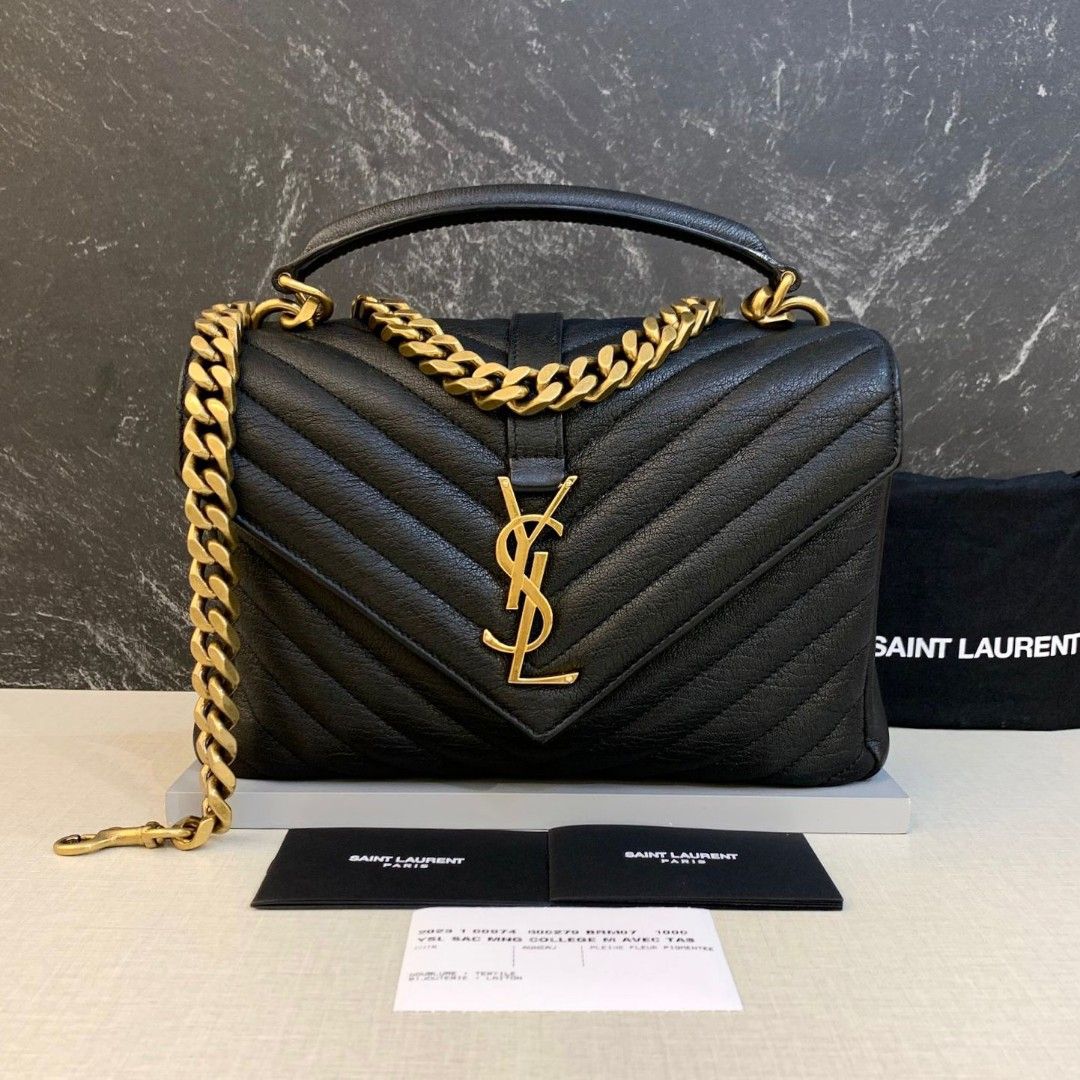 Fast Sale Excellent YSL College Medium Black GHW 2023 size 24 x