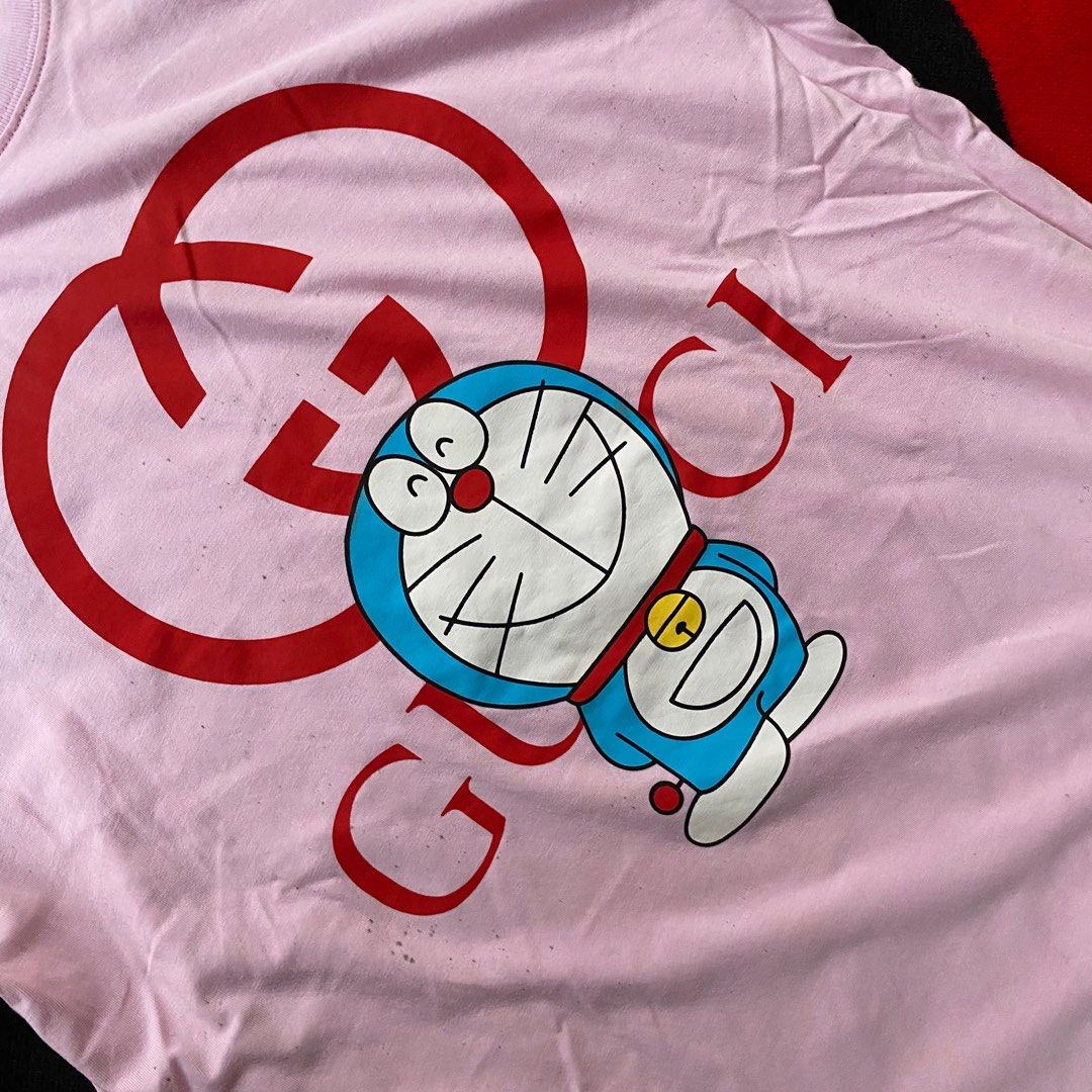 Gucci X Doraemon Original Tshirt, Fesyen Pria, Pakaian Baju