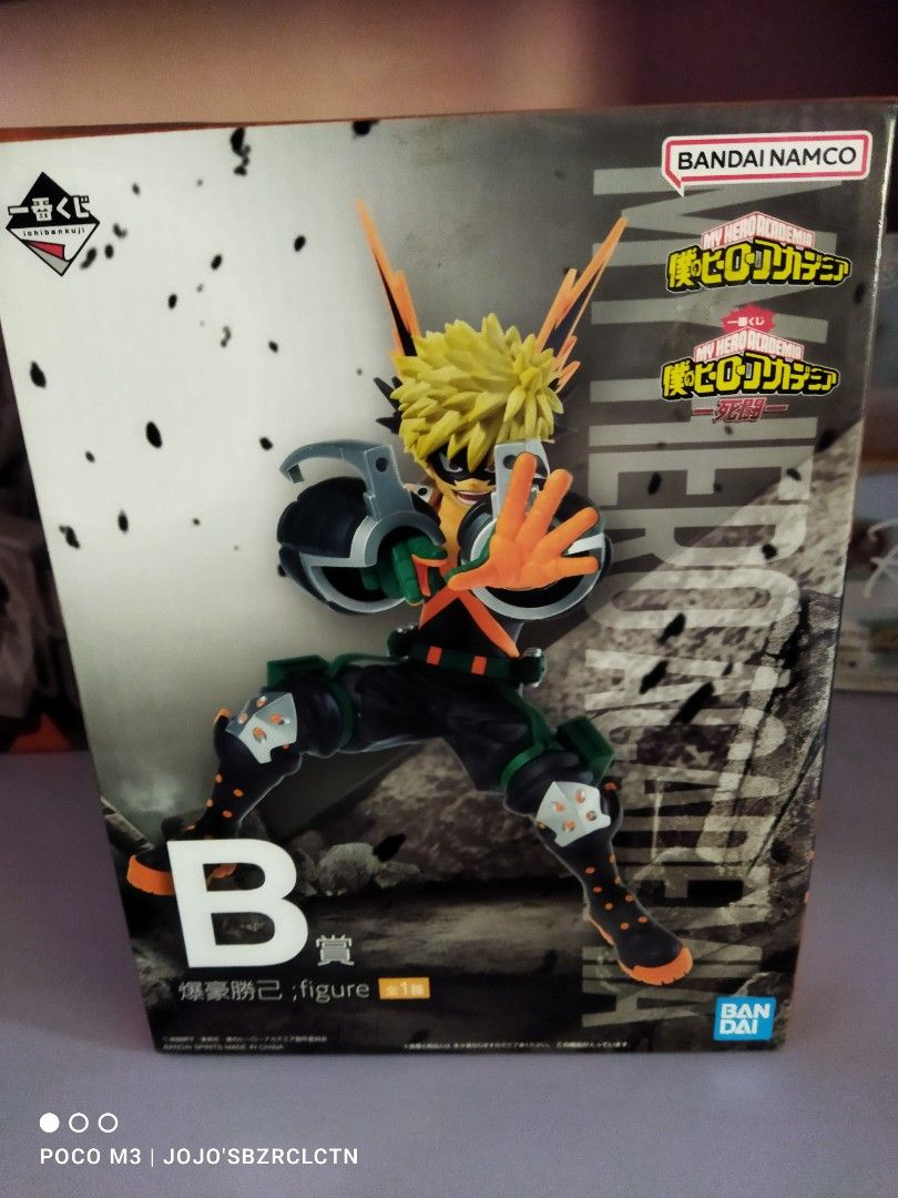 ICHIBAN Kuji BANDAI My Hero Academia Katsuki Bakuga Figure B (Category: Figurines & Statues) located in Cavite. Submitted by jojoscollection (Listing ID 1308101250, Image 1). Description: Brand New Unopened figure is in good condition actual photos are posted authentic from Japan +shipping fee MOP: Gcash MOD: J&T Express, Lalamove or Pickup. ( no SCO ) LOCATION: Dasmariñas, Cavite Happy collecting!.