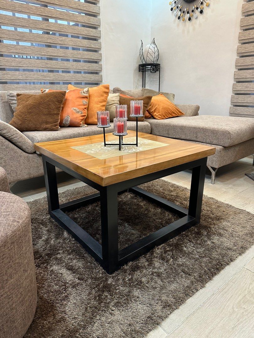 Industrial Coffee Table (Category: Tables & Sets) located in San Fernando. Submitted by randomstuffphilippines (Listing ID 1308028475, Image 1). Description: Solid 2 inches mahogany table top. Galvanized steel frame. .