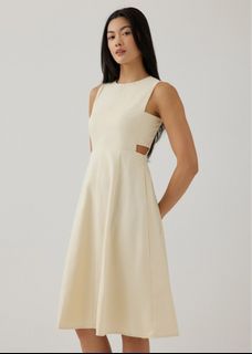 Love Bonito Inka Textured Fit and Flare Beige Dress