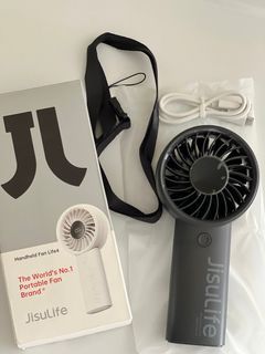 JISULIFE Handheld Fan Life4, Upgraded Portable Fan with Powerful Wind, USB Rechargeable Mini Hand Fan with Digital Display