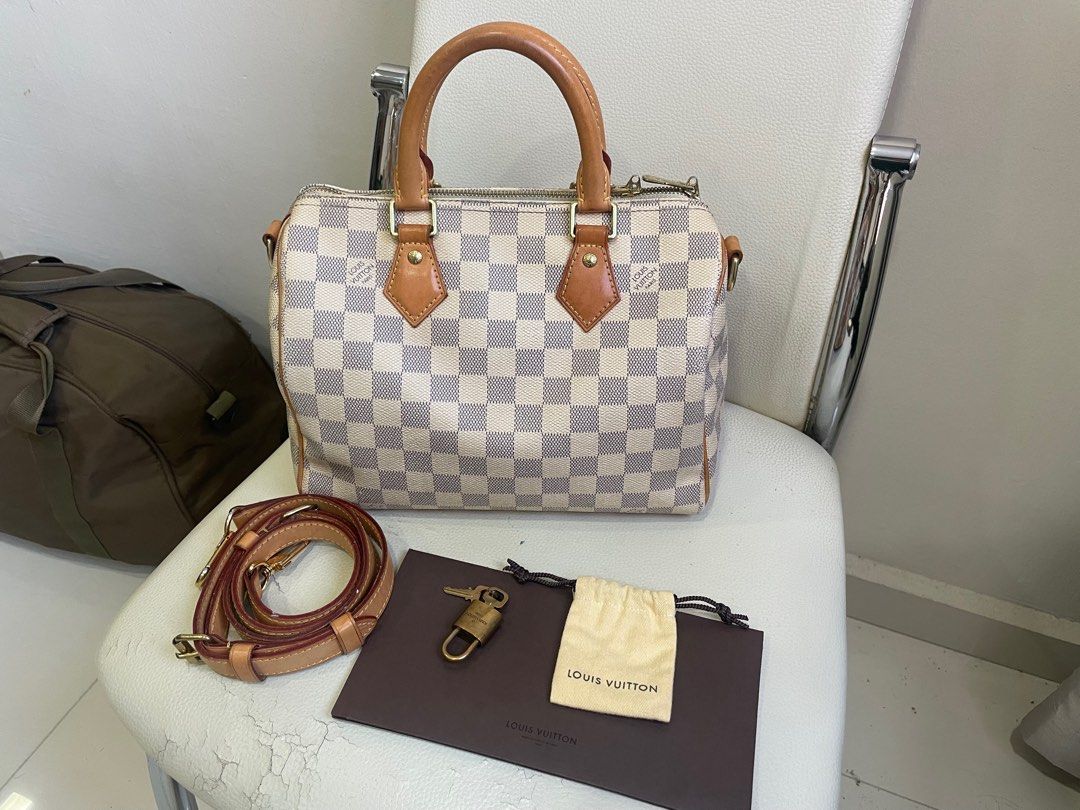 LV Speedy 25 Bandouliere Damier Azur