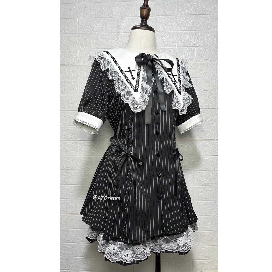 地雷 マーズ クロス ブラウス 十字架 フリル ティアードスカート