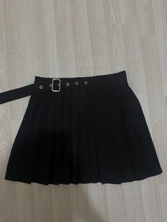 New belted pleated cover up skirt open side korean japanese harajuku fashion y2k alt grunge goth dark academia