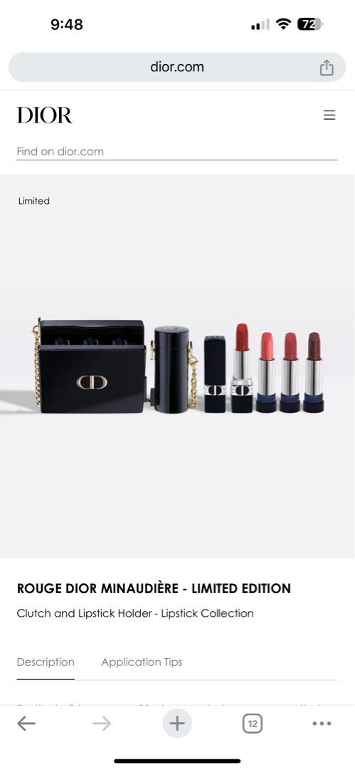 Original Christian Dior Clutch lipstick (Category: Makeup) located in Cainta. Submitted by ish22 (Listing ID 1307959308, Image 2). Description: Hi - selling my brand new Christian Dior Limited Edition lipstick clutch bag This includes 3 full size lipstick 1 clutch bag and lipstick bag Mall price is 15k but bringing it down to 7k kasi I’m using the other shade, originally it’s 4 Add 500 if you want me include the lipstick case.