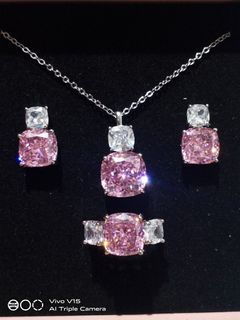 Pink diamond set (earrings, ring amd necklace)