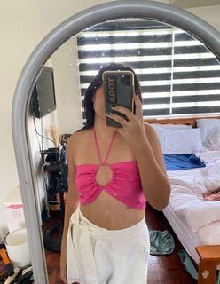 Pink linen halter top (like araw the line, miu the label)