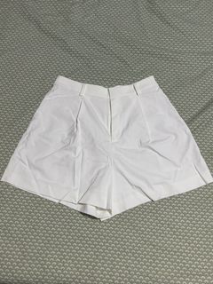 Pleated White Shorts