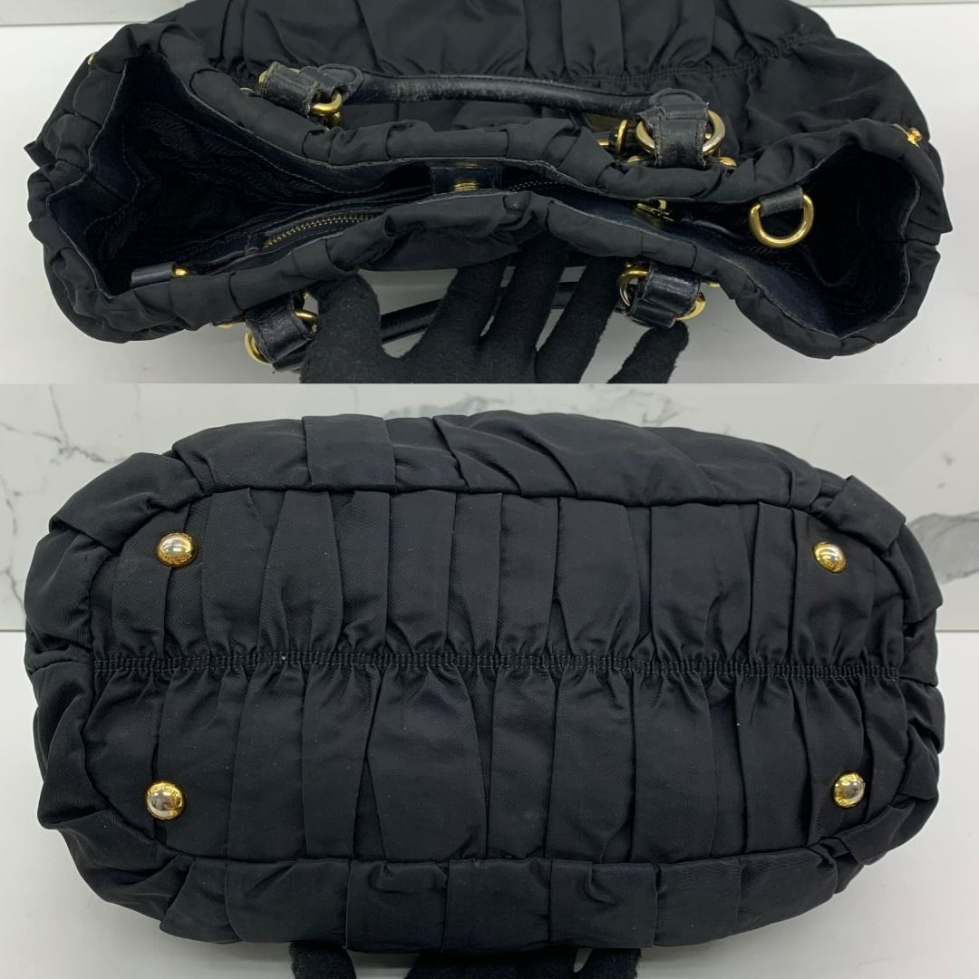 DISCOUNTED PRADA BLACK BAG GATHER NAPPA NYLON NO STRAP HANDBAG 247025321 HM Luxury Bags Wallets on Carousell